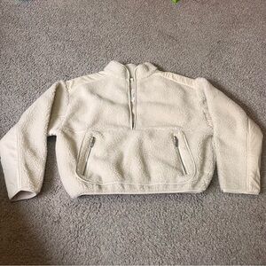 Madewell Cream Faux Shearling Half-Zip Pullover
